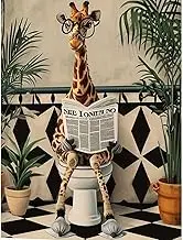cdsnxore Diamond Painting, Cute Giraffe on Toilet Animal Diamond Painting Pictures, Diamond Arts Kits for Living Room Wall Decoration (A)