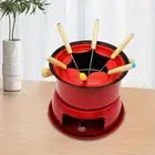 Cast Iron Fondue Pot Set Sturdy Portable for Outside