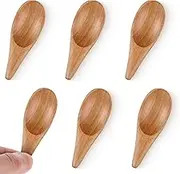 5 PCS Mini Wooden Spoons, Small Salt Spoon with Short Handle Mini Wood Scoop for Spice Jars Tea for Spices Jars, Small Wooden Condiment Spoon for Sugar, Salt, Coffee, Honey, Pepper, Ice Cream
