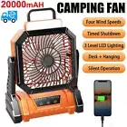Portable LED Fan Camping Lights Rechargeable For Outdoor USB Tent Lamp With Hook