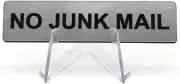 No Junk Mail Silver Acrylic Door Sign Engraved Plaque Letterbox Sign Self Adhesi