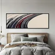 Abstract Line Art Grey Black And Brown Lines Framed Print Mcm Style Abstract Wall Art Extra Wide Art