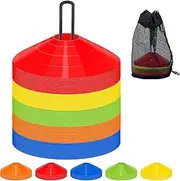 60 Pack Agility Soccer Cones with Carry Bag and Holder for Training,Sports Cones,Disc Sports Cones,Football Cones for Drills Distraining Cones for Basketballs,Agility Football Cones Set