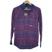 NEW Eddie Bauer Engage Fairisle Quarter Zip Plumwine Pullover Sweater Tall M