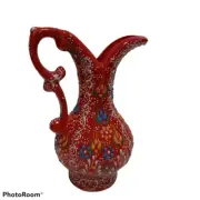 Colorful Turkish Pitcher Ceramic Ewer water & Wine Handmade & Hand Painted 20c"m