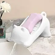 Self Draining Soap Holder, Plastic Bar Soap Tray Container with Drainage Hole, Cute Soap Dish Soap Saver for Bathroom, Shower, Kitchen (White)