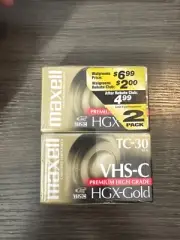 Maxell HGX-Gold TC-30 VHS-C Premium High-Grade Camcorder Video Cassettes 2-Pack