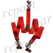 New Y back Men's convertible suspender Red elastic braces_brown button holes