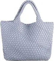 Woven Bag for Women Large Tote Bag with Clutch PU Leather Handwoven Beach Bag Satchel Handmade Casual Purses 2023