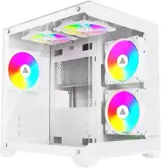 Prism-Wh Prism Micro-Atx Gaming PC Cube Case W/ 5X 120Mm ARGB Fans, 366 RGB Mode