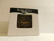 Market and Vine Monogram Coaster and Holder Set