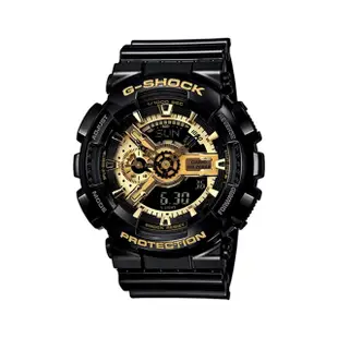 【CASIO】卡西歐 G-SHOCK系列 經典黑金重機雙顯電子錶 (黑/金 GA-110GB-1A)