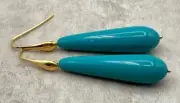 Unique Simulated Turquoise 35Ct Teardrop Women's Dangle/Drop Earring Silver 925