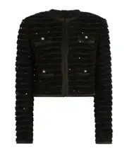 Dolce Gabbana Sequin Embellished Single-Breasted Tweed Jacket IT38 black
