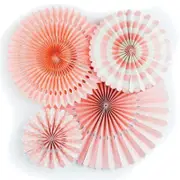 Peach Hanging Decorative Paper Fans 4pk