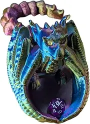 Wriggling Wyvern Dice Tower with Articulated Tail - Purple/Gold/Blue Tricolour Silk, Compact RPG Dice Roller, Unique RPG Accessory