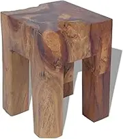 vidaXL Rustic Solid Teak Wood Stool - Multi-Functional, Vintage Style, Handmade Furniture for Home Decor
