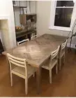 CASA RECYCLED ELM FRENCH PROVINCIAL PARQUETRY TOP DINING TABLE 150 CM