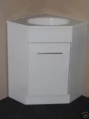 600mm Full Gloss Corner White Vanity 1 TAPHOLE