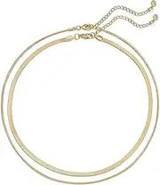 [Grovigor] 18k Gold Silver Plated Snake Chain Necklace,Ins Tide Fashion Retro Double Snake,Layered Gold Necklace for Women Girl Gifts Jewelry