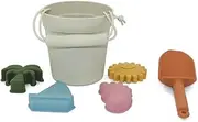6 Piece Silicone Beach Toy Accesory Set - Bucket, Spade and Molds for Sand Play - Fun Summer Set for Kids