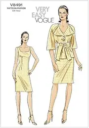 [VOGUE PATTERNS] V8491 Misses' Petite Jacket, Belt and Dress, Size E5 (14-16-18-20-22)