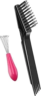 2 Pcs Hair Brush Cleaning Set Tool Mini Hair Cleaning Brush Cleaner Tool for Removing Dust Home Use (Black, One Size)