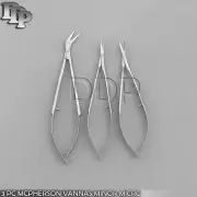 SET OF 3 PC MCPHERSON VANNAS MINOR MICRO SURGERY OPHTHALMIC SCISSORS 3" EYE KIT