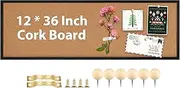 TORASO Cork Board Bulletin Board, Corkboard for Walls with Black Frame, Large Wall Mounted Cork Board with Installation Kit,12'' x 36'', Pin Tackboard for Home,Office, School (RMB-BK-3090)