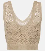 [Brunello Cucinelli] Brunello Cucinelli Linen and silk knit crop top AU 14 beige