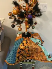 Halloween Tree Skirt 40" Diameter Cotton Fabrics Dresden Plate Patchwork NEW