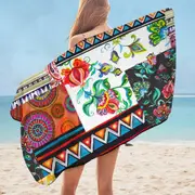 Mandalas and Flowers Cool Messy Design Microfiber Beach Towel