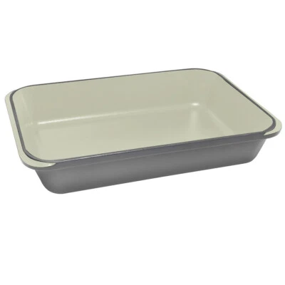 CHASSEUR Cast Iron Rectangular Roasting Pan 40 x 26 cm Celestial Grey! RRP $429!