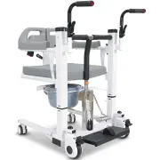 EQUIPMED 4in1 Patient Lift Transfer Chair, Easy Hydraulic Height Adjustment, Shower Compatible, Over Toilet, Removable Commode, for Seniors Elderly Disabled