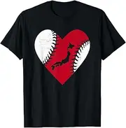 [VidiAmazing] Heart Japan Map Neta Baseball Grass Baseball Club Baseball Lovers Baseball Game Funny Baseball Player Evolution ds1224 T-Shirt