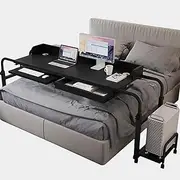 Overbed Table with Wheels, Height Adjustable OverBed Desk Laptop Cart Portable Overbed Computer Table Laptop Desk Standing Workstation for Bedroom, Home Office,B,120cm