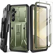 [Tongate] for Samsung Galaxy S24 Case with Kickstand, [Bulit-in Slide Camera Cover & Belt-Clip] Full-Body Military Grade Shockproof Galaxy S24 Phone Case with Screen Protector, Green