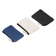 3 Pcs Zipper Coin Purse Pouch, Canvas Mini Wallet(Blue Black White, 3 x 5″)