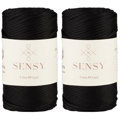 3mm Black Polyester Rope 131 Yards Polypropylene Macrame Crochet Bag Cord