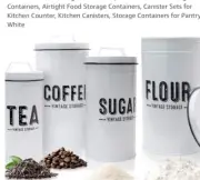Klarstein Flour & Sugar Containers Set Of 4, Assorted Sizes, Vintage White