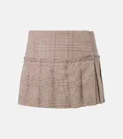 [McQueen] McQueen Heritage Check pleated wool miniskirt AU 8 multicoloured