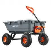 VEVOR Dump Cart, Poly Garden Dump Cart with Easy to Assemble Steel Frame, Dump Wagon with 2-in-1 Convertible Handle, Utility Wheelbarrow 362.88kg/ 800