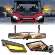 15" Wide Center+LED Side Mirrors For RZR XP 1000 Kubota RTV400Ci/500/520/520D