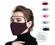 Reusable Face Mask with Breathing Valve and Eyes Mask - Pink and Wine Red, Four