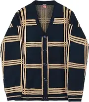 [Generic] Men's Academic Knitted Loose Cardigan Retro Cardigan Sweater for Men Male V-Neck Button Sweaters