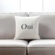 Oui Text On White With Microgel Feather Like Insert Pillow