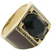 Black Sapphire CZ Accent 18k overlay Stainless Steel Mens Ring Size 13 T48