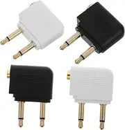 LRXIYODE 4PCS Dual Airplane Headphone Adapter Gold Plated Audio Jack Converter for Compatibility with Airline Entertainment Enhanced Stereo Sound Improved Audio Clarity