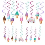 18PCS Ice Cream Hanging Swirls Party Decorations Summer Ice Cream Party