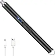 Electric Candle Lighter, Arc Windproof Flameless USB Lighter Rechargeable, Birthday Gift Cool Stuff for Women Men Mom Wife Sister Nana - Long Lighter for Candle Grill BBQ Camping Fireplace Stove Black